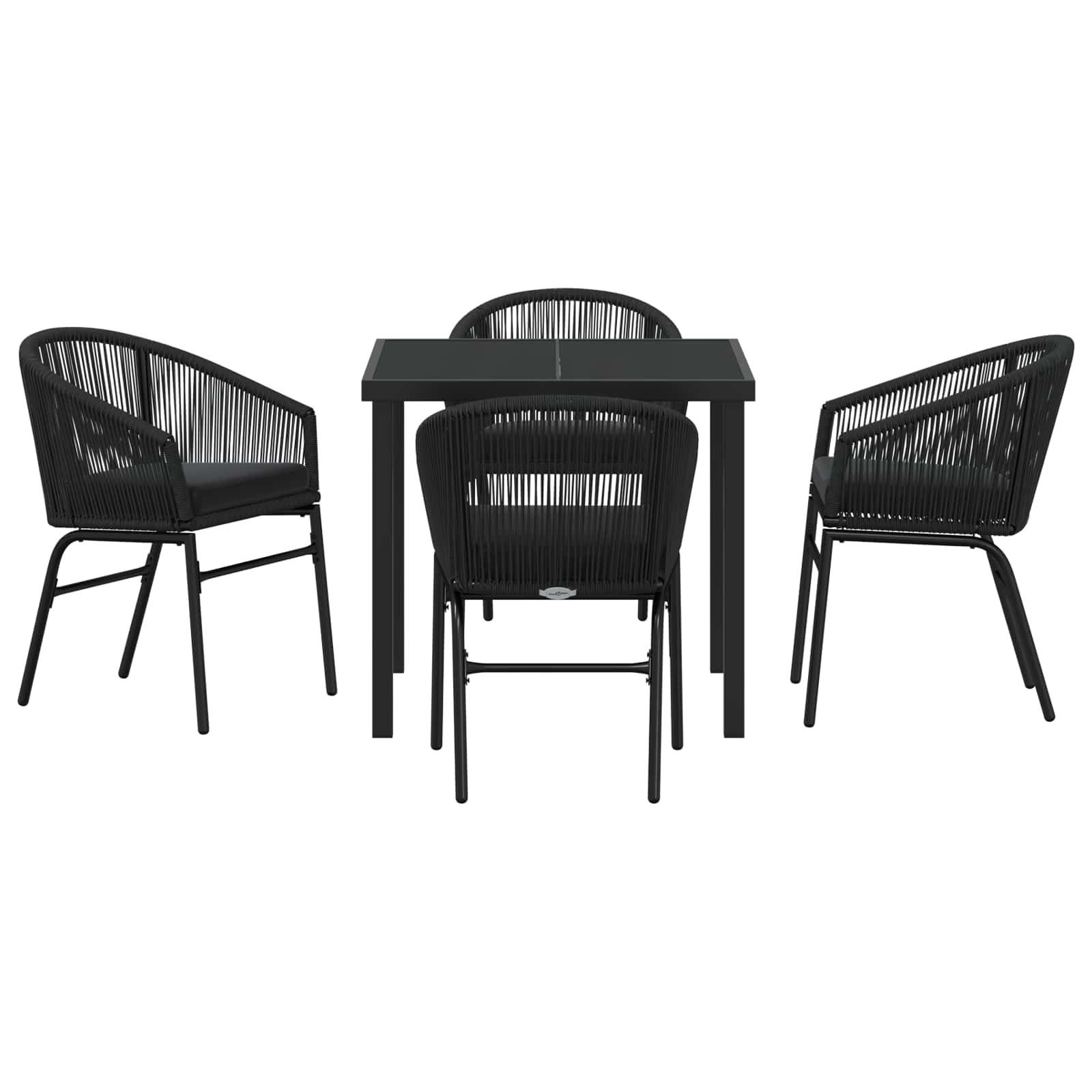 Tuin eettafelset 5 pcs Zwart Gepoedercoat staal is nu te koop bij PeponiXL, paradijselijk wonen!