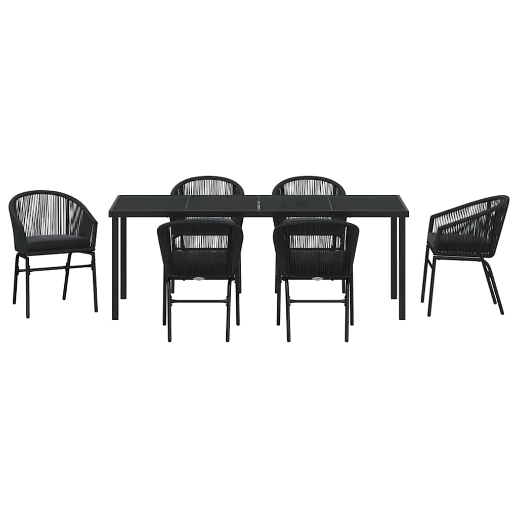 Tuin eettafelset 7 pcs Zwart Gepoedercoat staal is nu te koop bij PeponiXL, paradijselijk wonen!