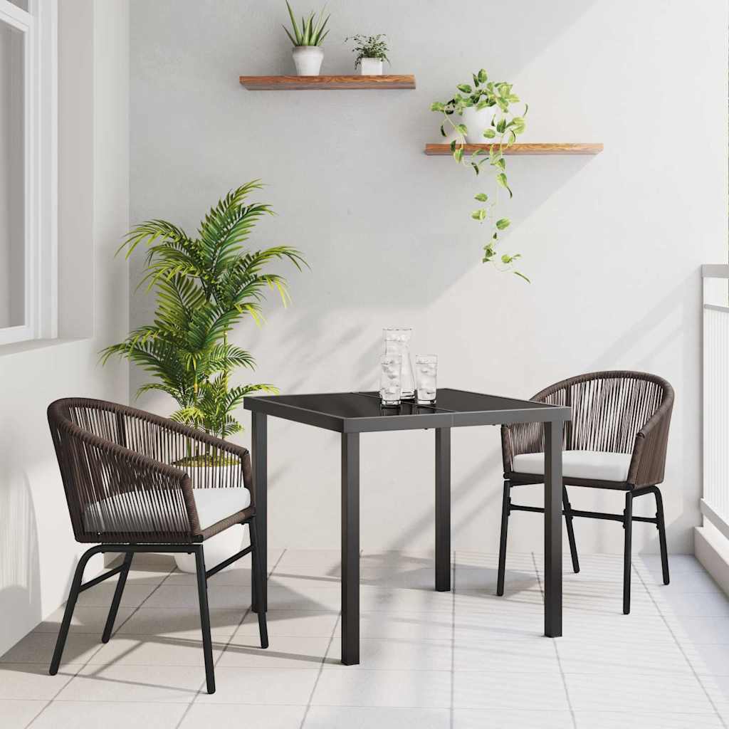 Tuin eettafelset 3 pcs Bruin Gepoedercoat staal is nu te koop bij PeponiXL, paradijselijk wonen!