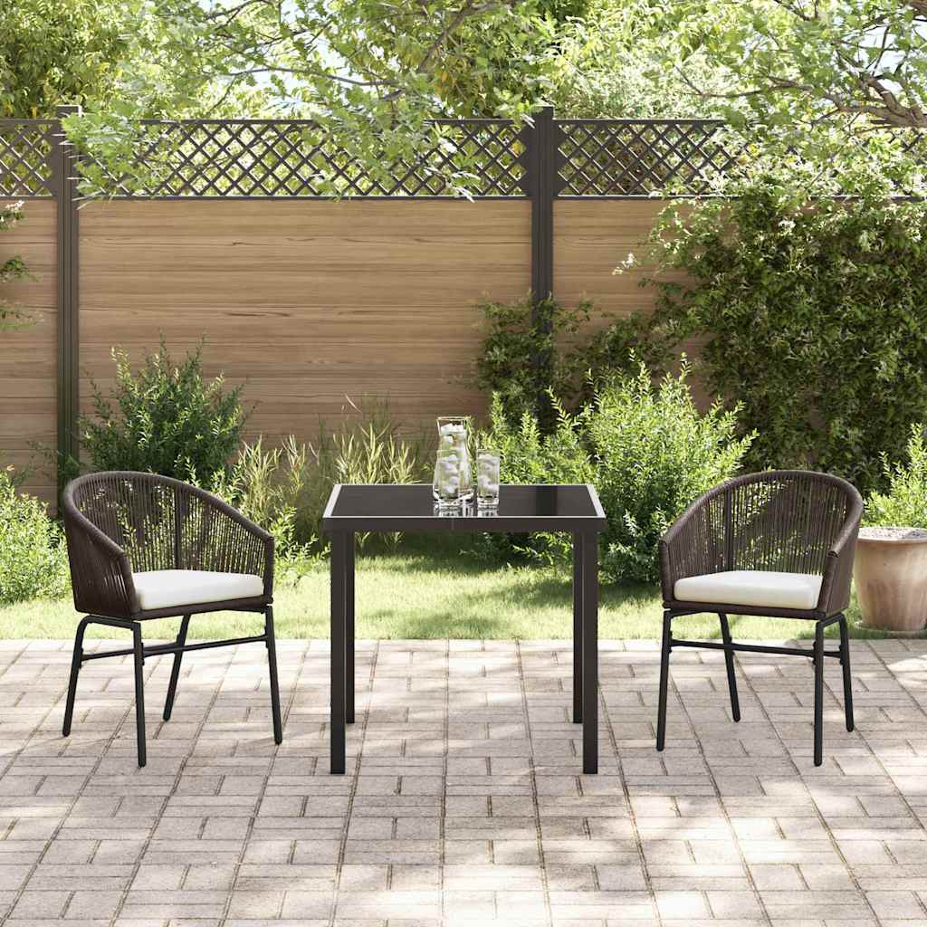 Tuin eettafelset 3 pcs Bruin Gepoedercoat staal is nu te koop bij PeponiXL, paradijselijk wonen!