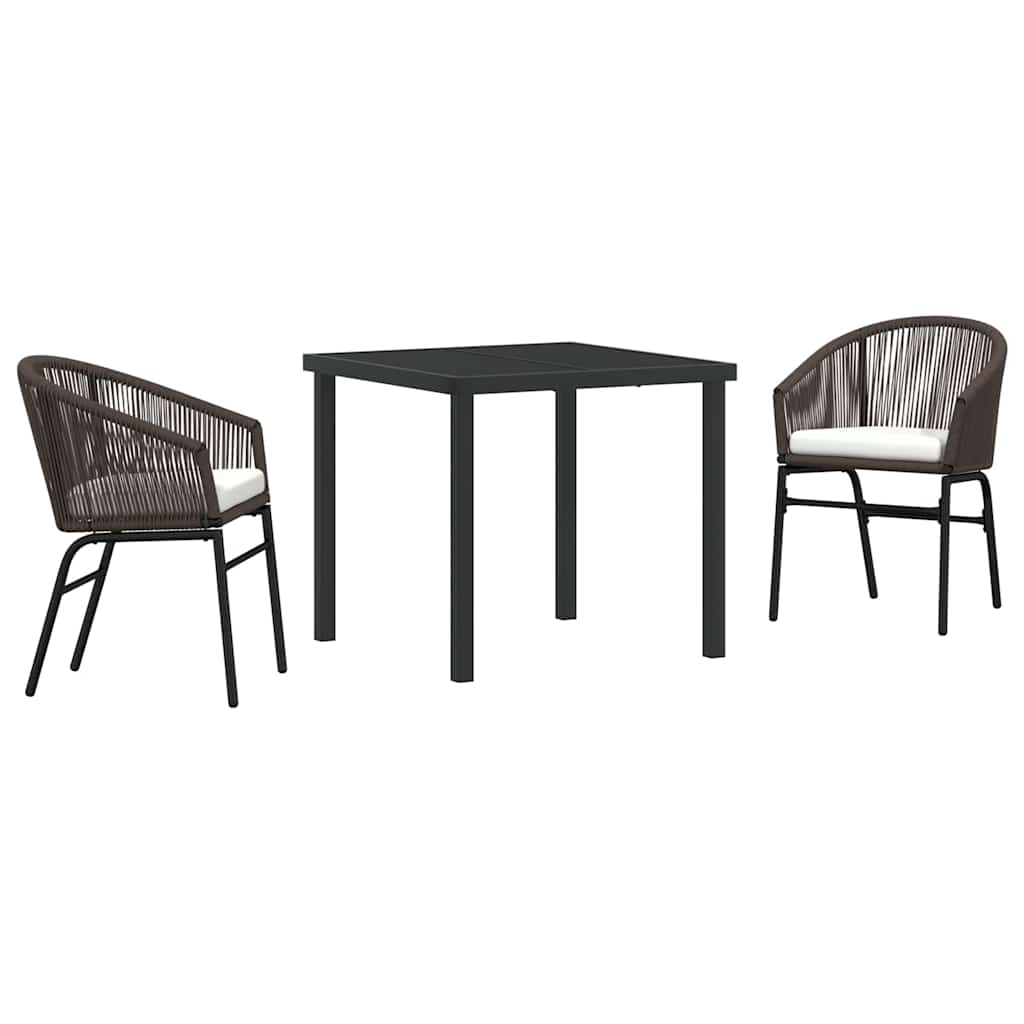 Tuin eettafelset 3 pcs Bruin Gepoedercoat staal is nu te koop bij PeponiXL, paradijselijk wonen!