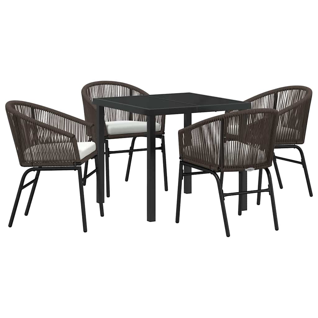 Tuin eettafelset 5 pcs Bruin Gepoedercoat staal is nu te koop bij PeponiXL, paradijselijk wonen!