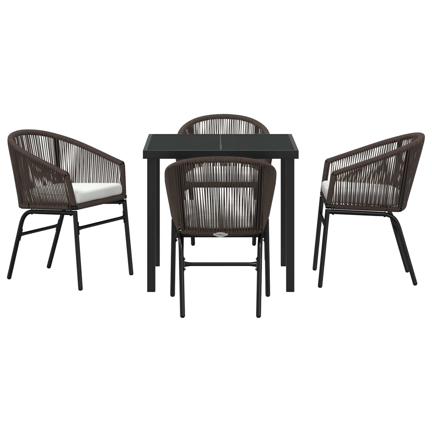 Tuin eettafelset 5 pcs Bruin Gepoedercoat staal is nu te koop bij PeponiXL, paradijselijk wonen!