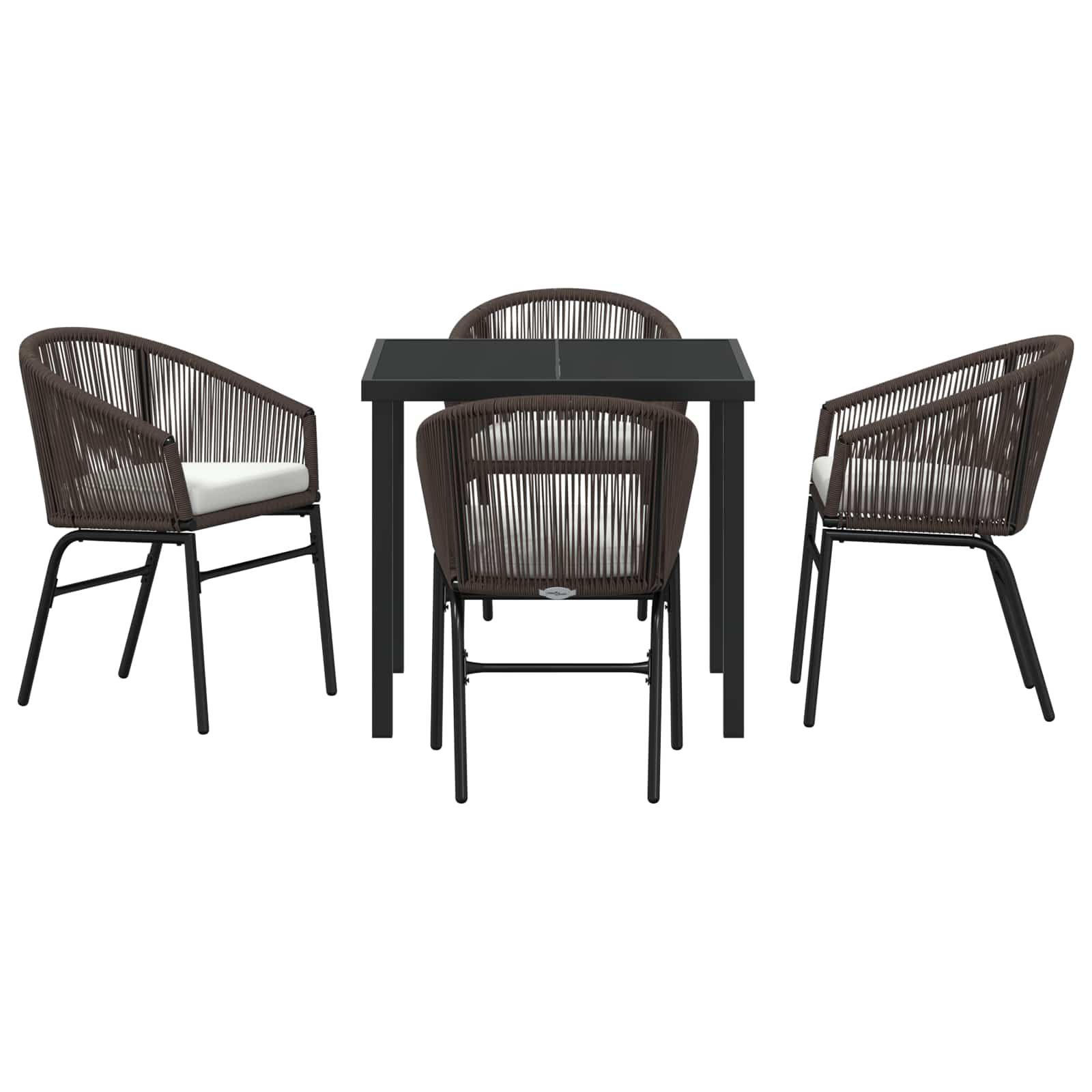 Tuin eettafelset 5 pcs Bruin Gepoedercoat staal is nu te koop bij PeponiXL, paradijselijk wonen!