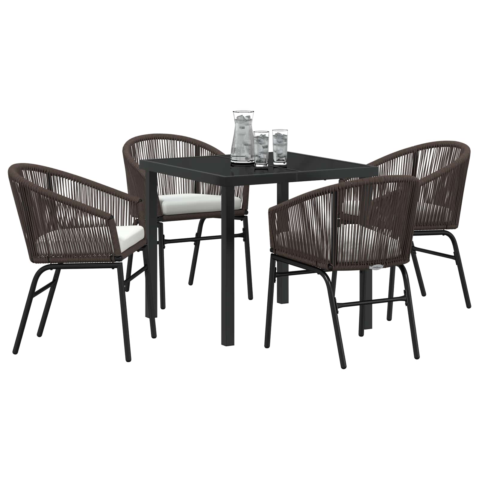 Tuin eettafelset 5 pcs Bruin Gepoedercoat staal is nu te koop bij PeponiXL, paradijselijk wonen!