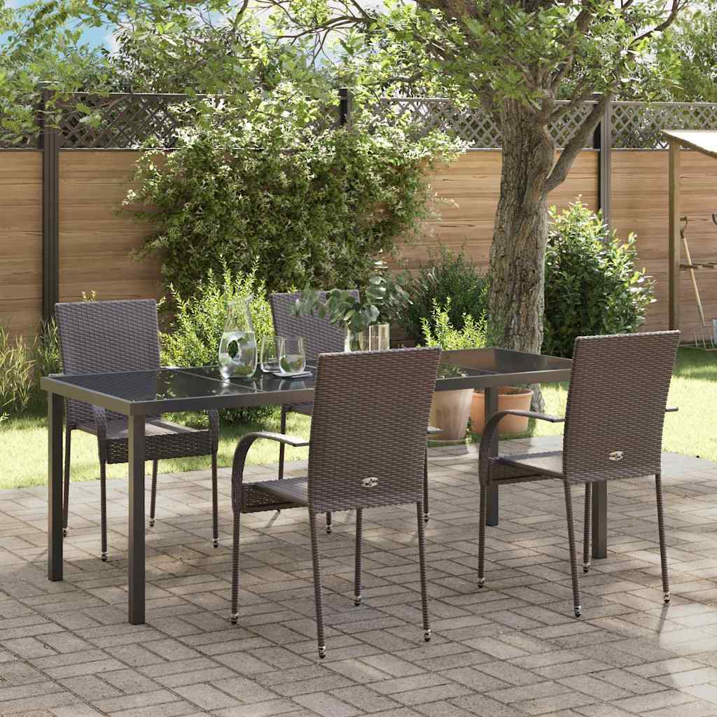 Tuin eettafelset 5 pcs Bruin Gepoedercoat staal is nu te koop bij PeponiXL, paradijselijk wonen!
