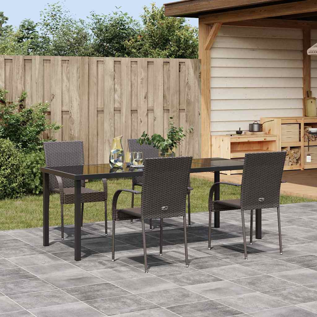 Tuin eettafelset 5 pcs Bruin Gepoedercoat staal is nu te koop bij PeponiXL, paradijselijk wonen!