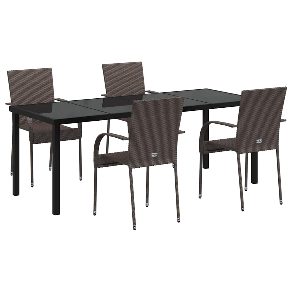 Tuin eettafelset 5 pcs Bruin Gepoedercoat staal is nu te koop bij PeponiXL, paradijselijk wonen!