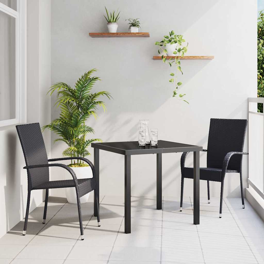 Tuin eettafelset 3 pcs Zwart Gepoedercoat staal is nu te koop bij PeponiXL, paradijselijk wonen!