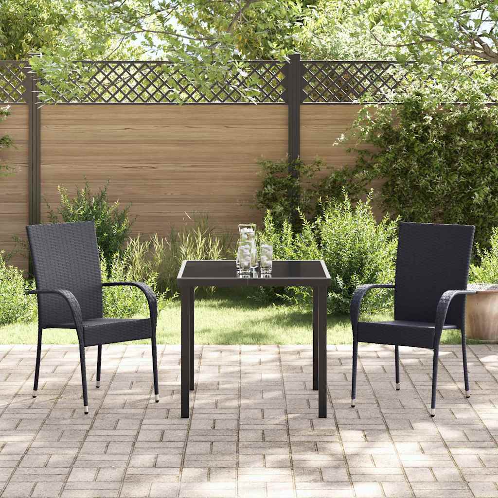 Tuin eettafelset 3 pcs Zwart Gepoedercoat staal is nu te koop bij PeponiXL, paradijselijk wonen!