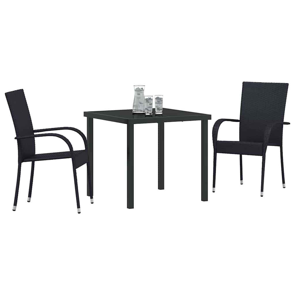 Tuin eettafelset 3 pcs Zwart Gepoedercoat staal is nu te koop bij PeponiXL, paradijselijk wonen!