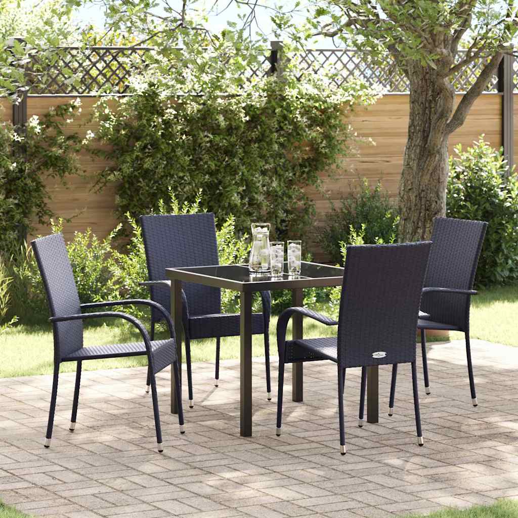 Tuin eettafelset 5 pcs Zwart Gepoedercoat staal is nu te koop bij PeponiXL, paradijselijk wonen!