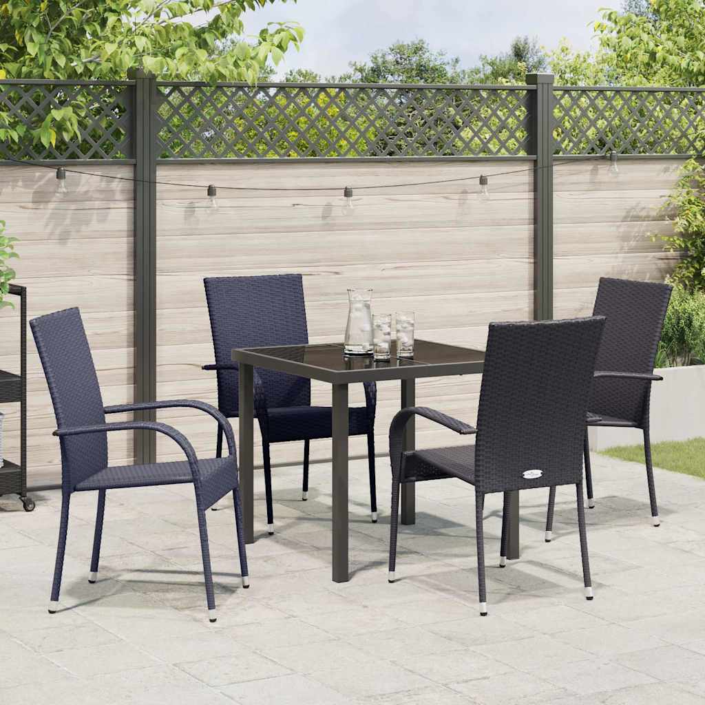 Tuin eettafelset 5 pcs Zwart Gepoedercoat staal is nu te koop bij PeponiXL, paradijselijk wonen!