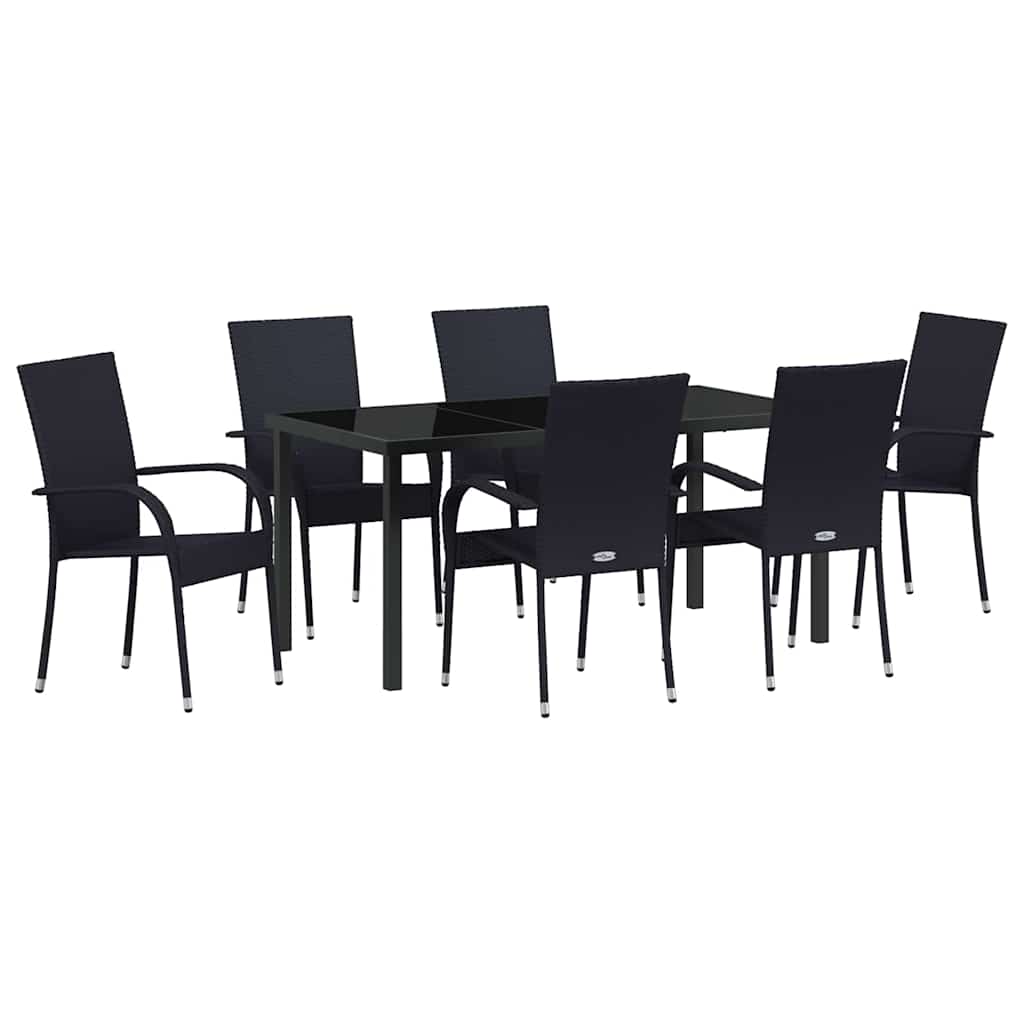 Tuin eettafelset 7 pcs Zwart Gepoedercoat staal is nu te koop bij PeponiXL, paradijselijk wonen!