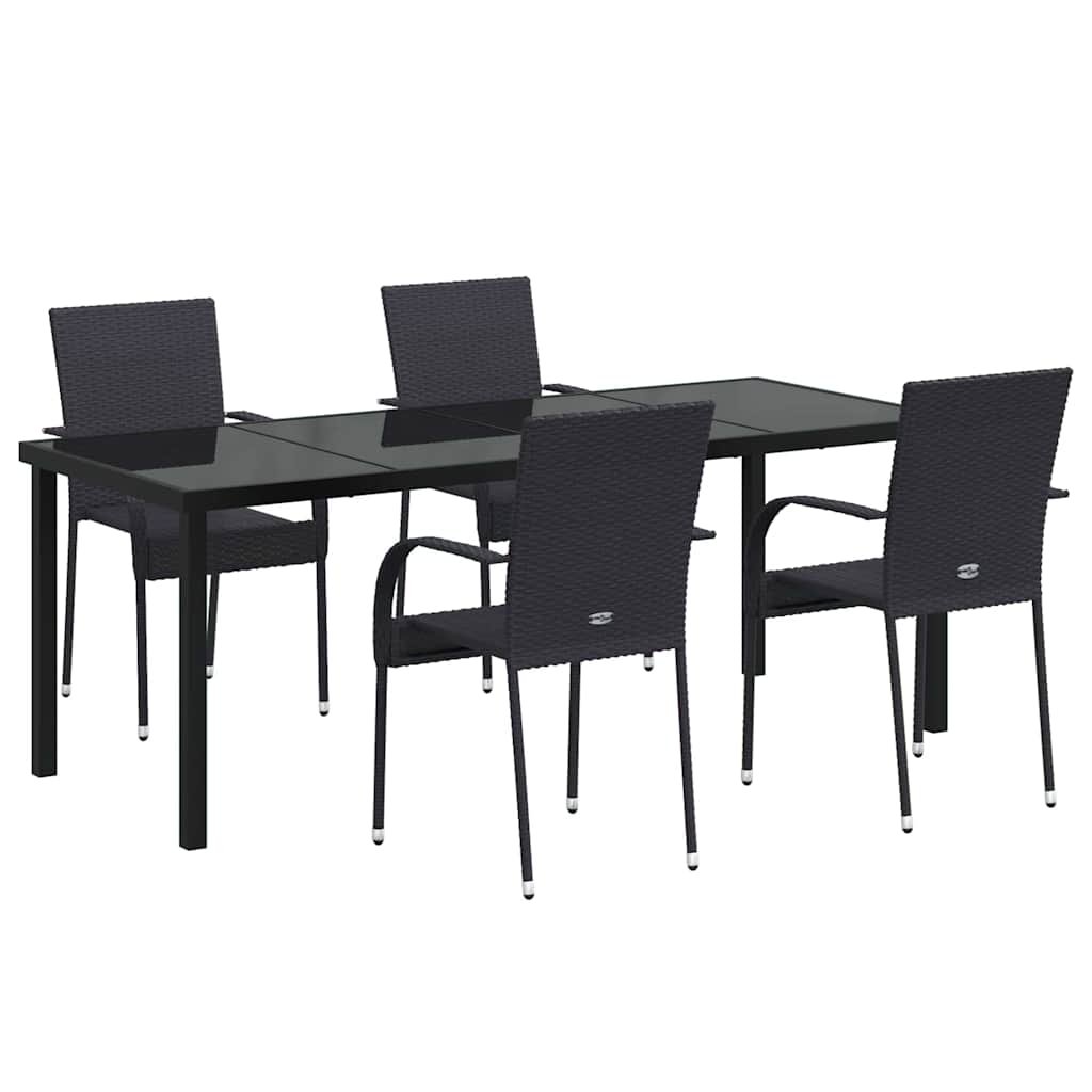 Tuin eettafelset 5 pcs Zwart Gepoedercoat staal is nu te koop bij PeponiXL, paradijselijk wonen!