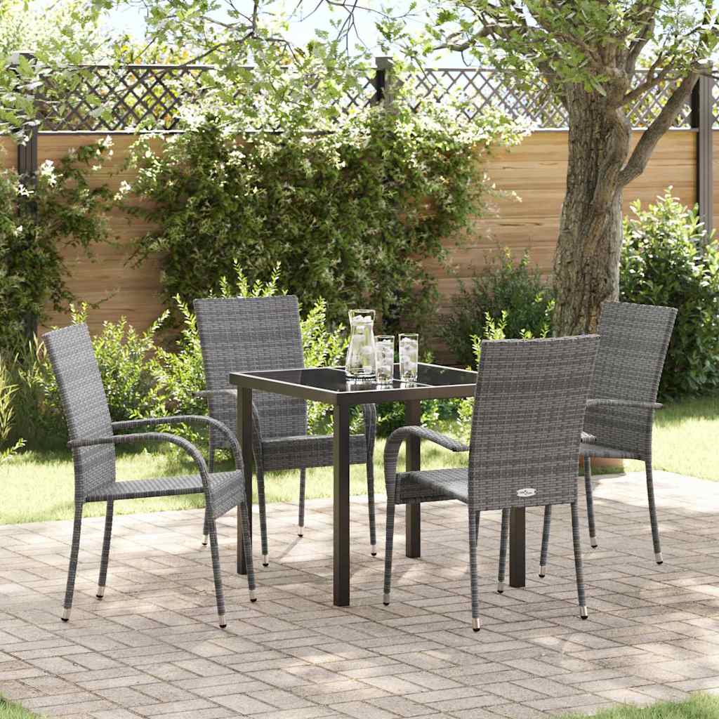 Tuin eettafelset 5 pcs Grijs Gepoedercoat staal is nu te koop bij PeponiXL, paradijselijk wonen!