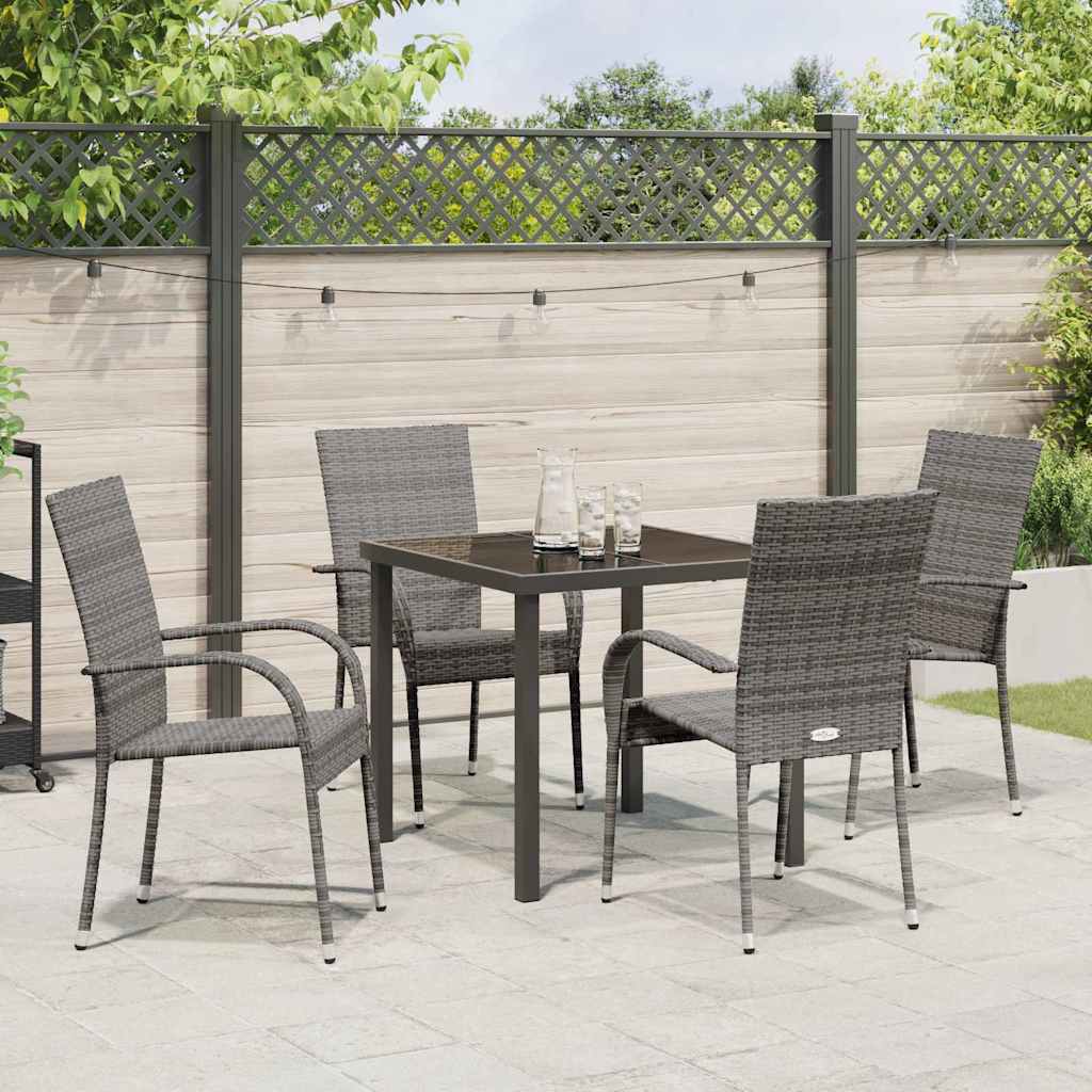 Tuin eettafelset 5 pcs Grijs Gepoedercoat staal is nu te koop bij PeponiXL, paradijselijk wonen!