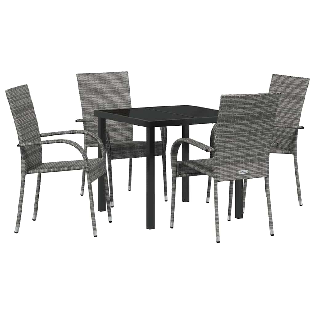 Tuin eettafelset 5 pcs Grijs Gepoedercoat staal is nu te koop bij PeponiXL, paradijselijk wonen!