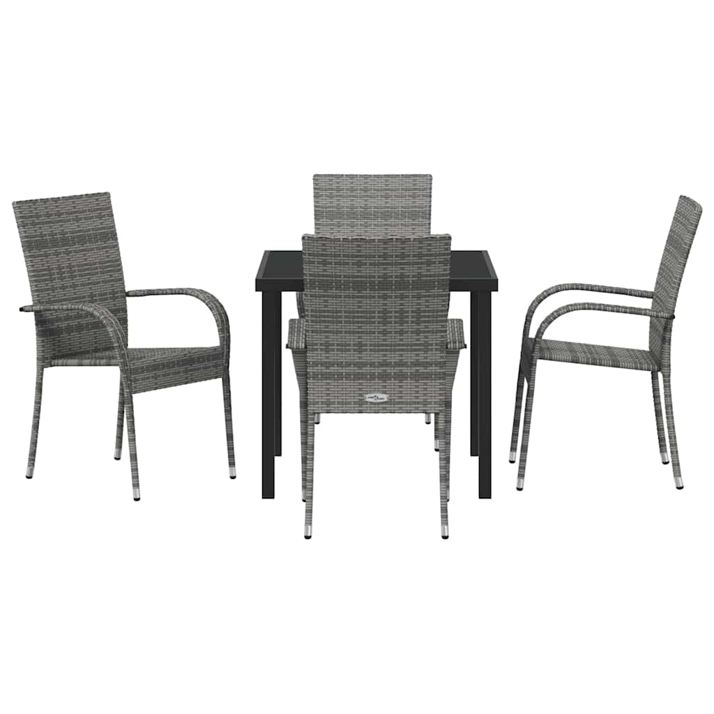 Tuin eettafelset 5 pcs Grijs Gepoedercoat staal is nu te koop bij PeponiXL, paradijselijk wonen!