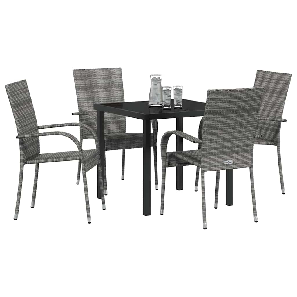 Tuin eettafelset 5 pcs Grijs Gepoedercoat staal is nu te koop bij PeponiXL, paradijselijk wonen!