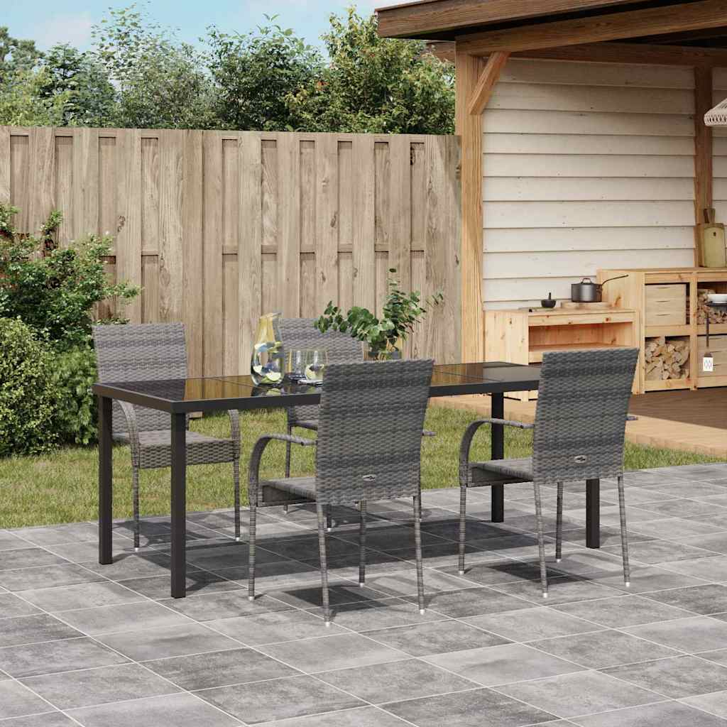 Tuin eettafelset 5 pcs Grijs Gepoedercoat staal is nu te koop bij PeponiXL, paradijselijk wonen!