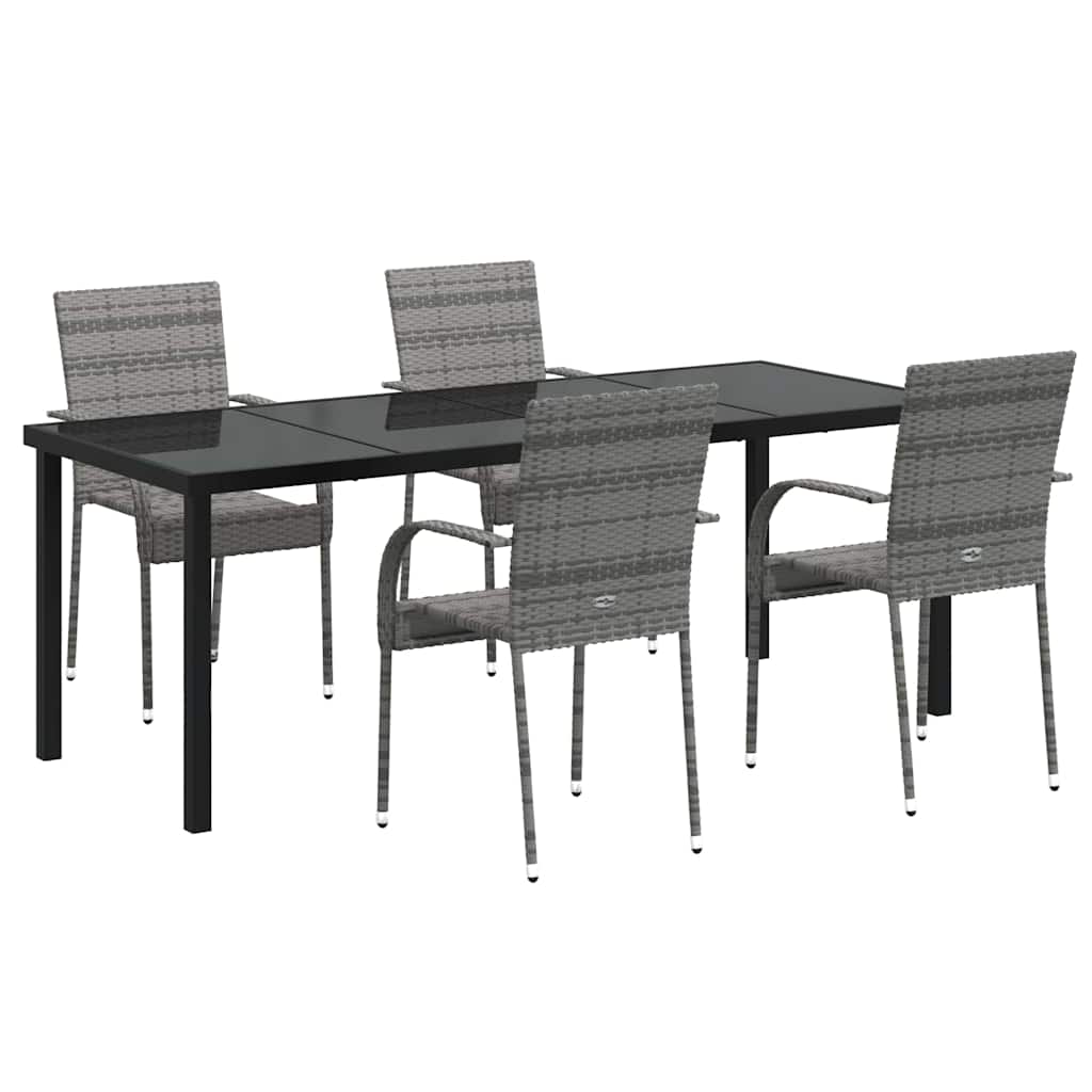 Tuin eettafelset 5 pcs Grijs Gepoedercoat staal is nu te koop bij PeponiXL, paradijselijk wonen!