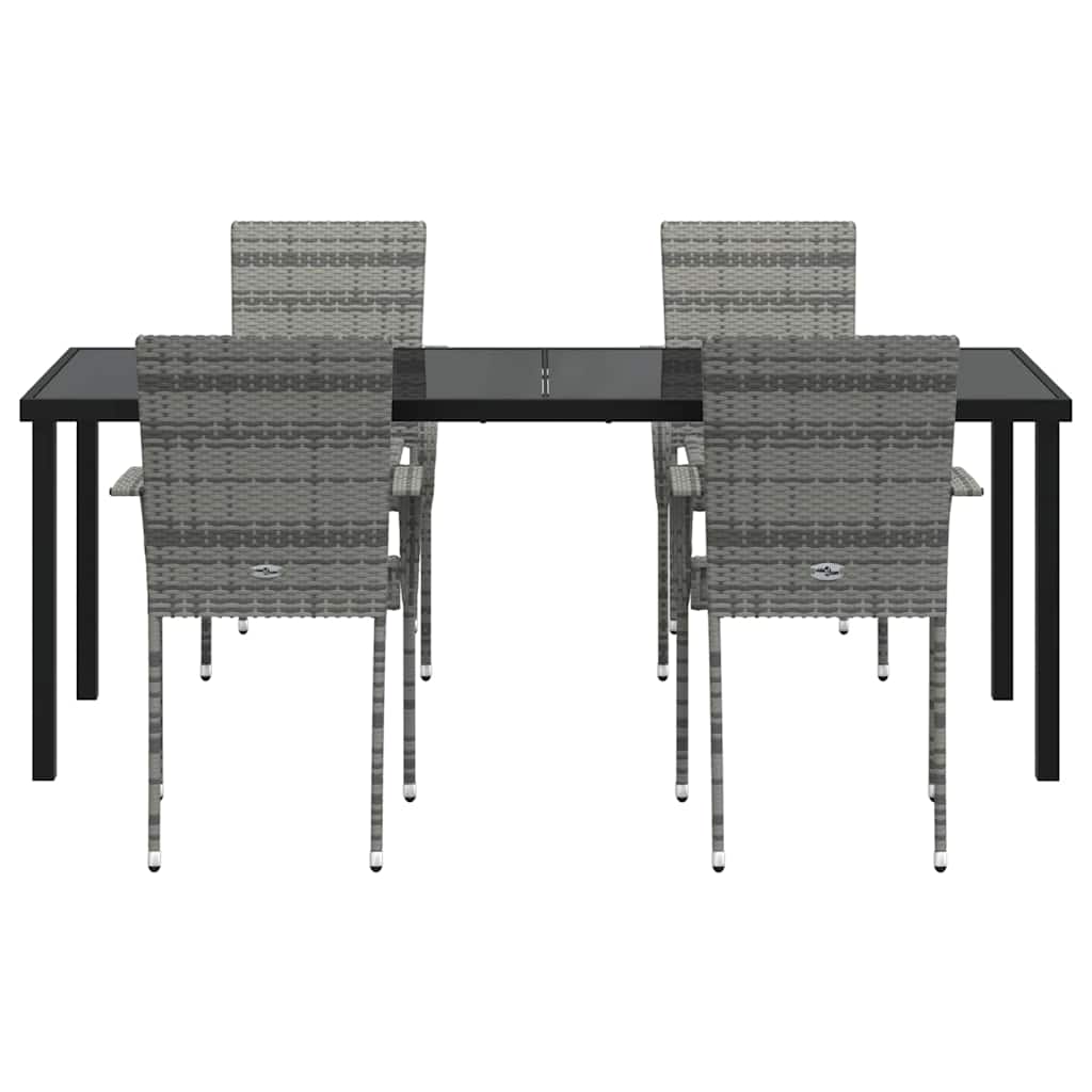 Tuin eettafelset 5 pcs Grijs Gepoedercoat staal is nu te koop bij PeponiXL, paradijselijk wonen!