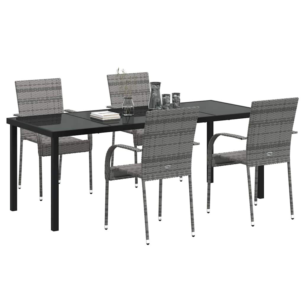Tuin eettafelset 5 pcs Grijs Gepoedercoat staal is nu te koop bij PeponiXL, paradijselijk wonen!