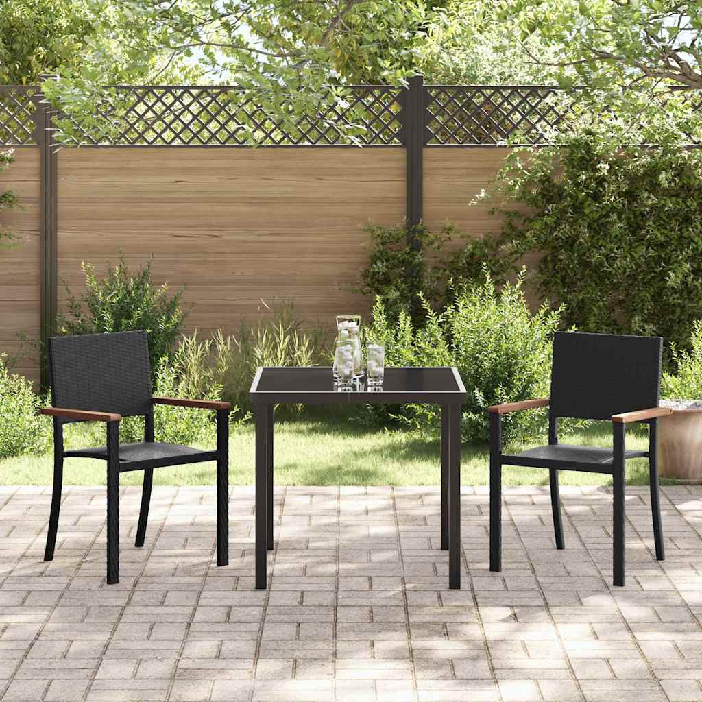 Tuin eettafelset 3 pcs Zwart Gepoedercoat staal is nu te koop bij PeponiXL, paradijselijk wonen!