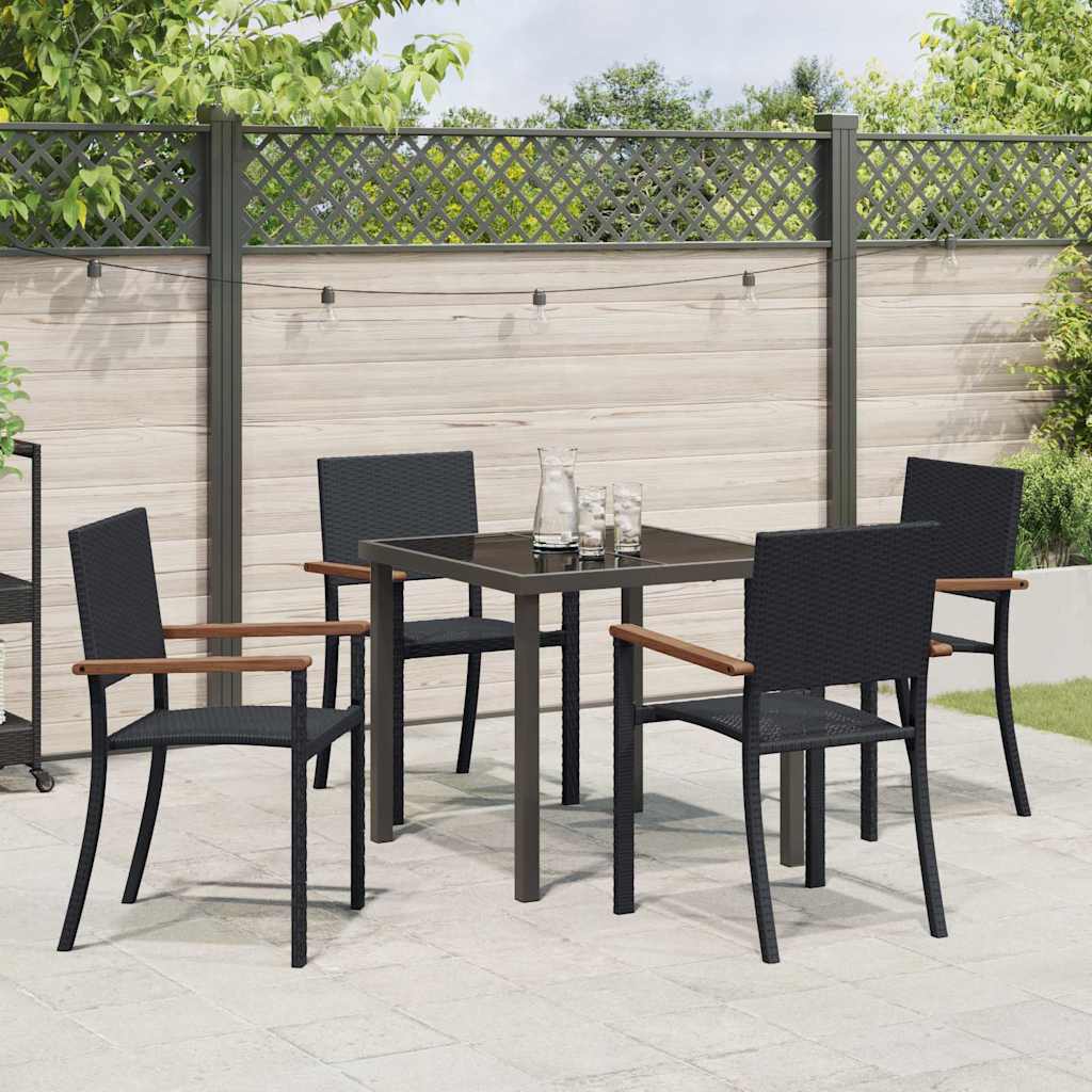 Tuin eettafelset 5 pcs Zwart Gepoedercoat staal is nu te koop bij PeponiXL, paradijselijk wonen!