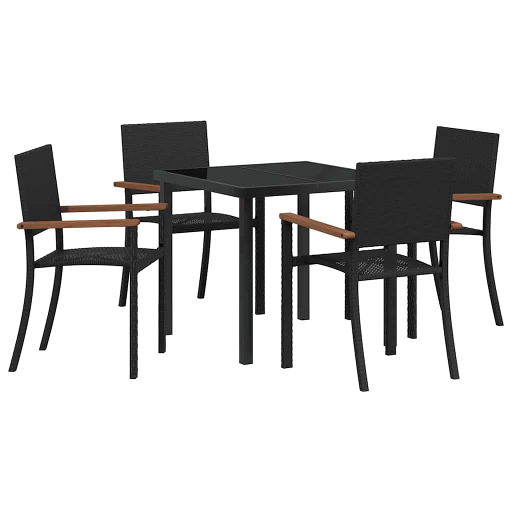 Tuin eettafelset 5 pcs Zwart Gepoedercoat staal is nu te koop bij PeponiXL, paradijselijk wonen!