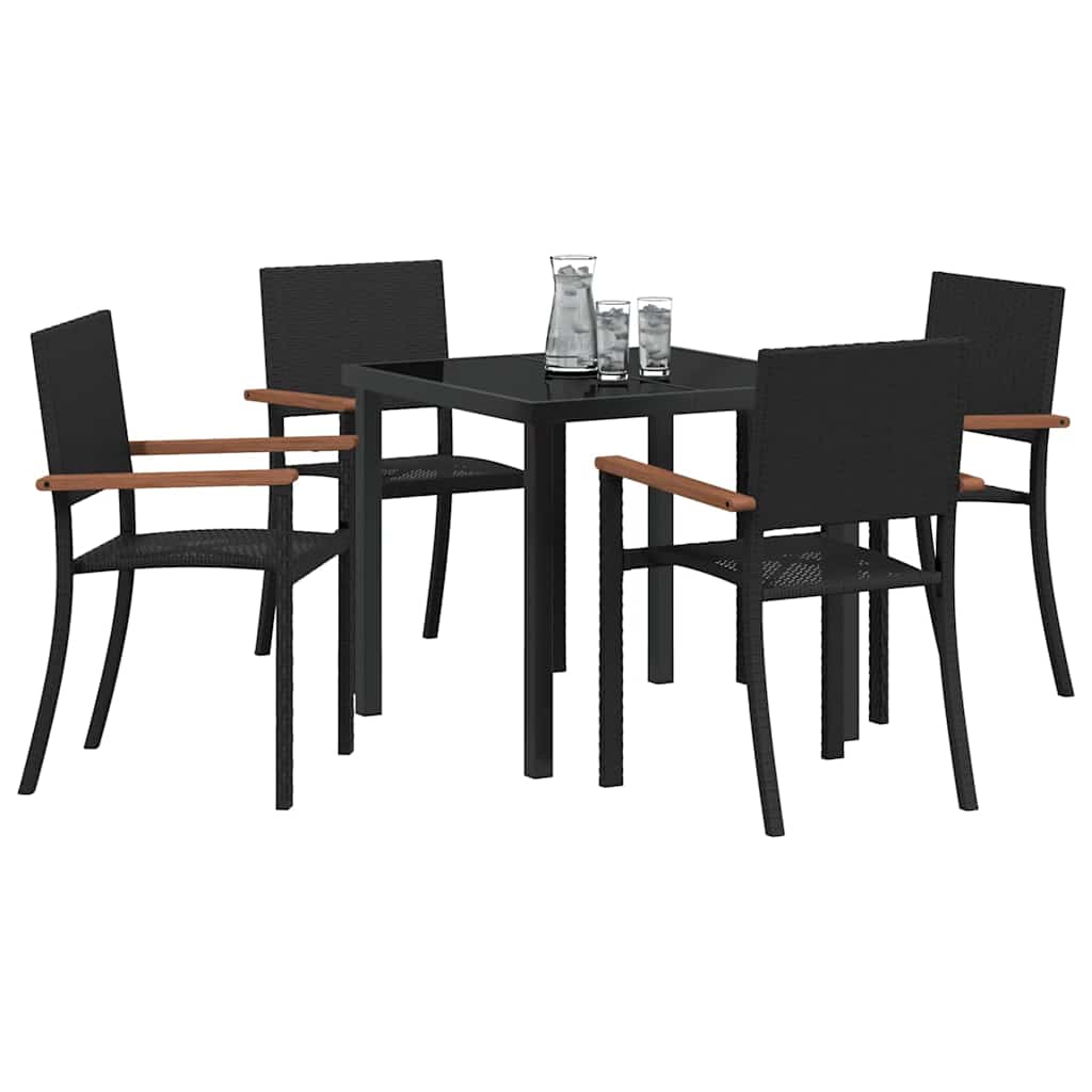 Tuin eettafelset 5 pcs Zwart Gepoedercoat staal is nu te koop bij PeponiXL, paradijselijk wonen!