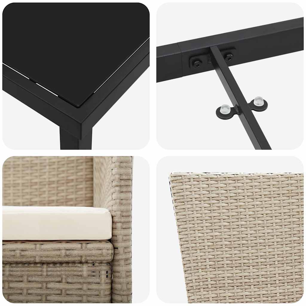 Tuin eettafelset met kussen 7 pcs Beige poly rattan is nu te koop bij PeponiXL, paradijselijk wonen!