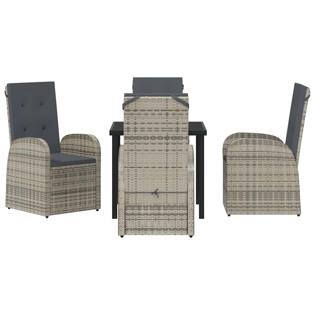 Tuin eettafelset met kussen 5 pcs Grijs poly rattan is nu te koop bij PeponiXL, paradijselijk wonen!