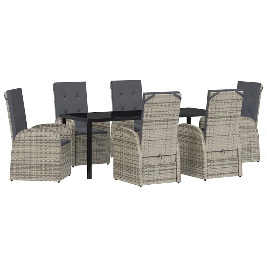 Tuin eettafelset met kussen 7 pcs Grijs poly rattan is nu te koop bij PeponiXL, paradijselijk wonen!