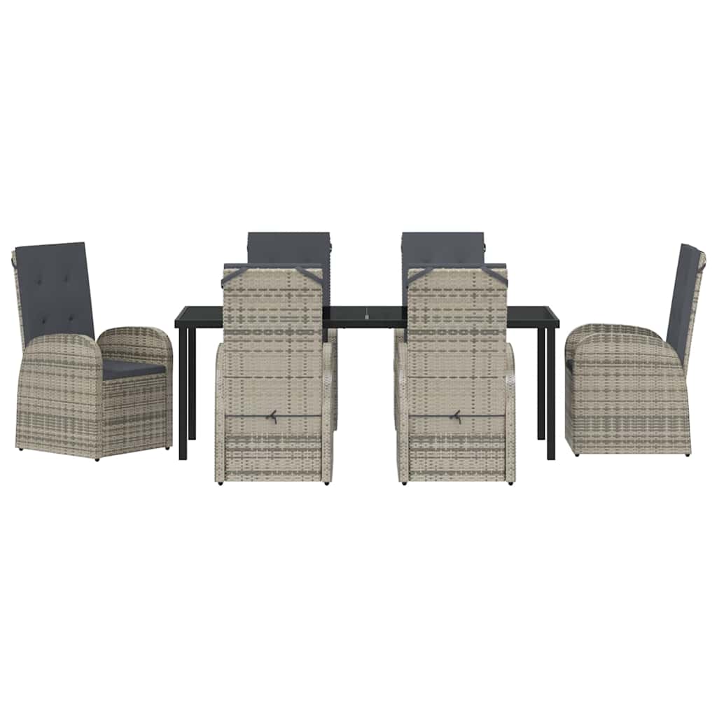 Tuin eettafelset met kussen 7 pcs Grijs poly rattan is nu te koop bij PeponiXL, paradijselijk wonen!