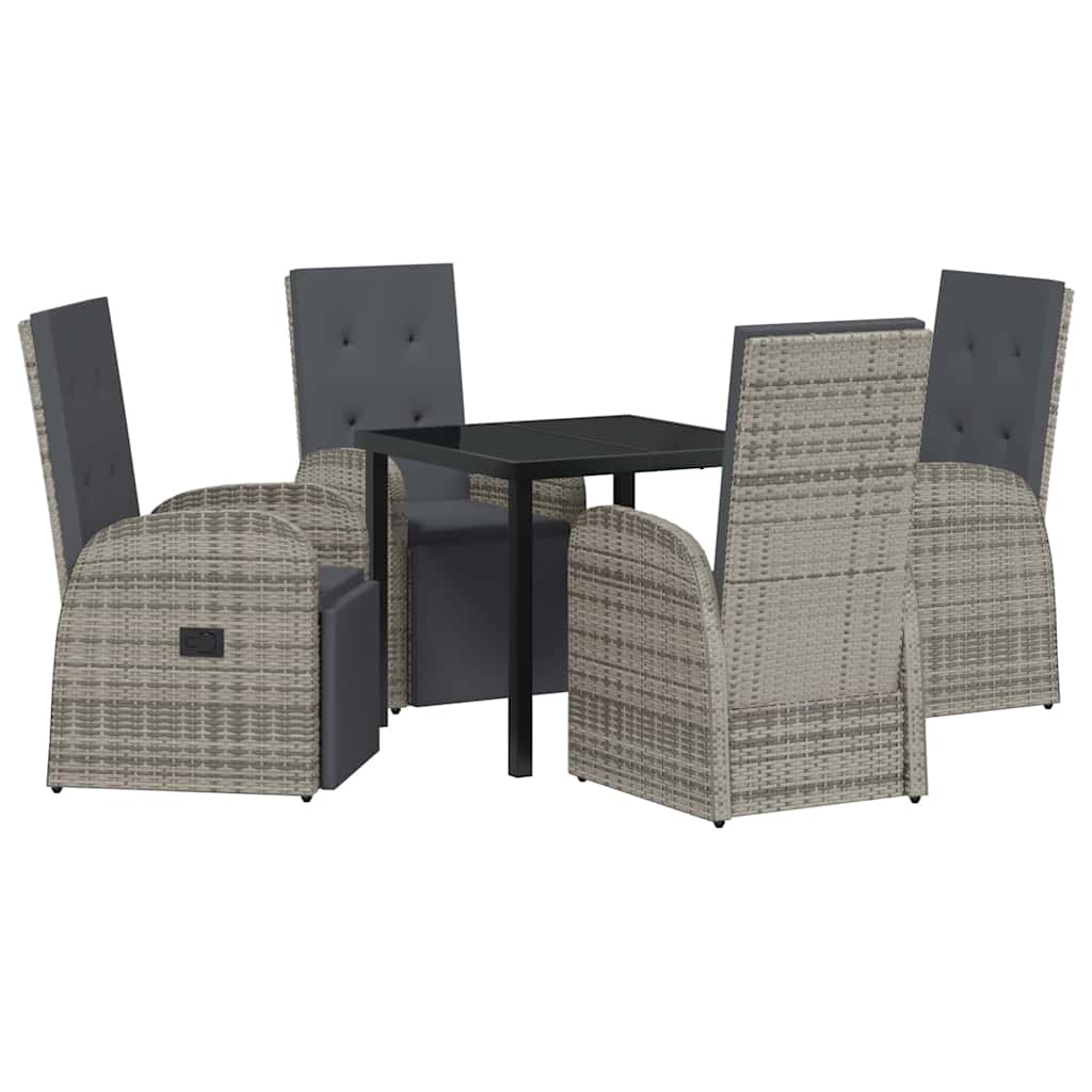 Tuin eettafelset met kussen 5 pcs Grijs poly rattan is nu te koop bij PeponiXL, paradijselijk wonen!
