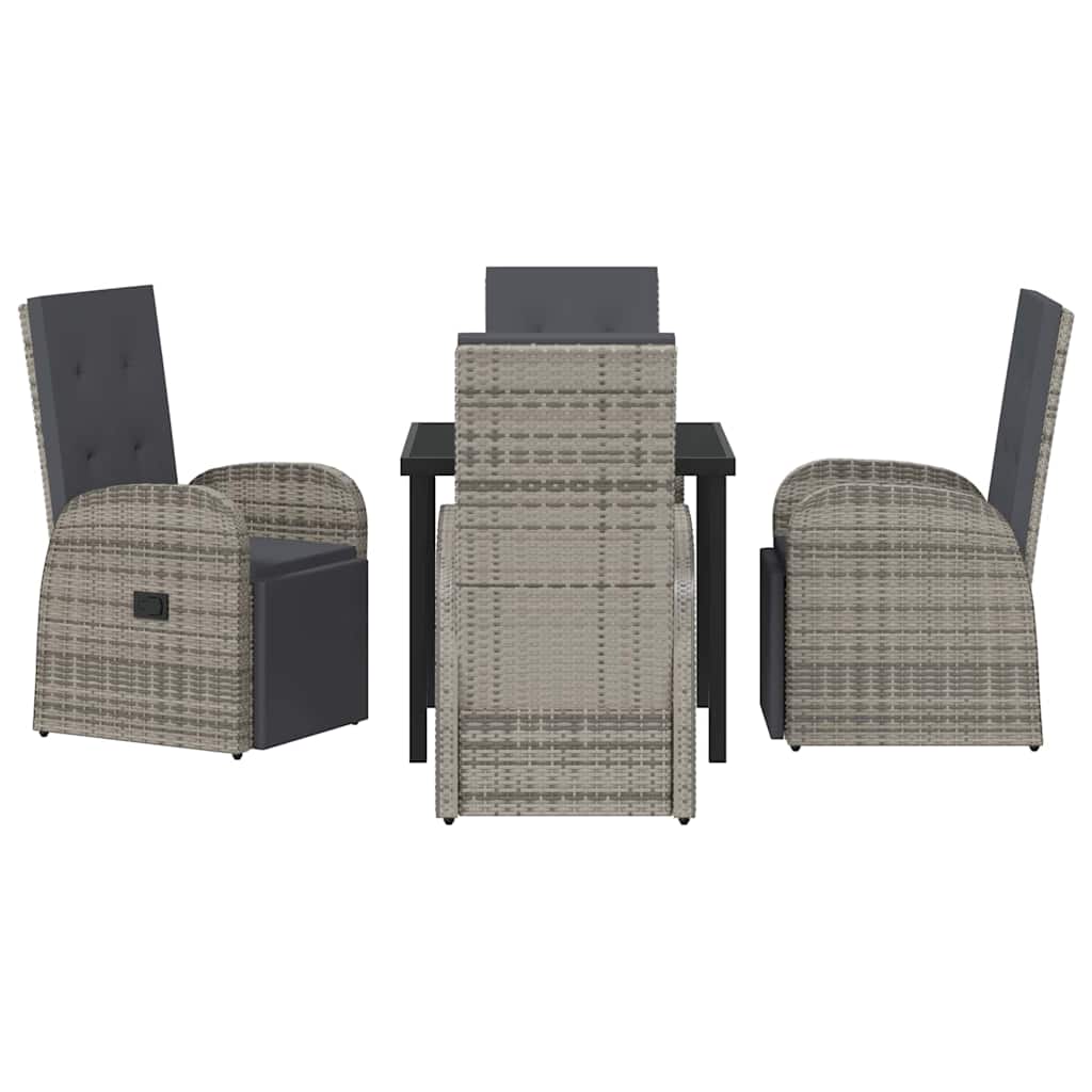 Tuin eettafelset met kussen 5 pcs Grijs poly rattan is nu te koop bij PeponiXL, paradijselijk wonen!