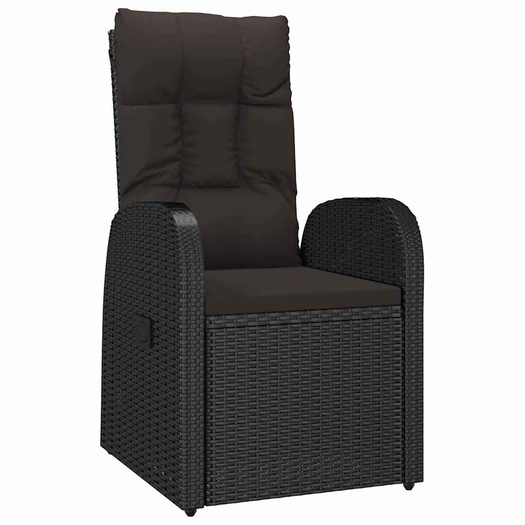 Tuin eettafelset met kussen 3 pcs Zwart poly rattan is nu te koop bij PeponiXL, paradijselijk wonen!