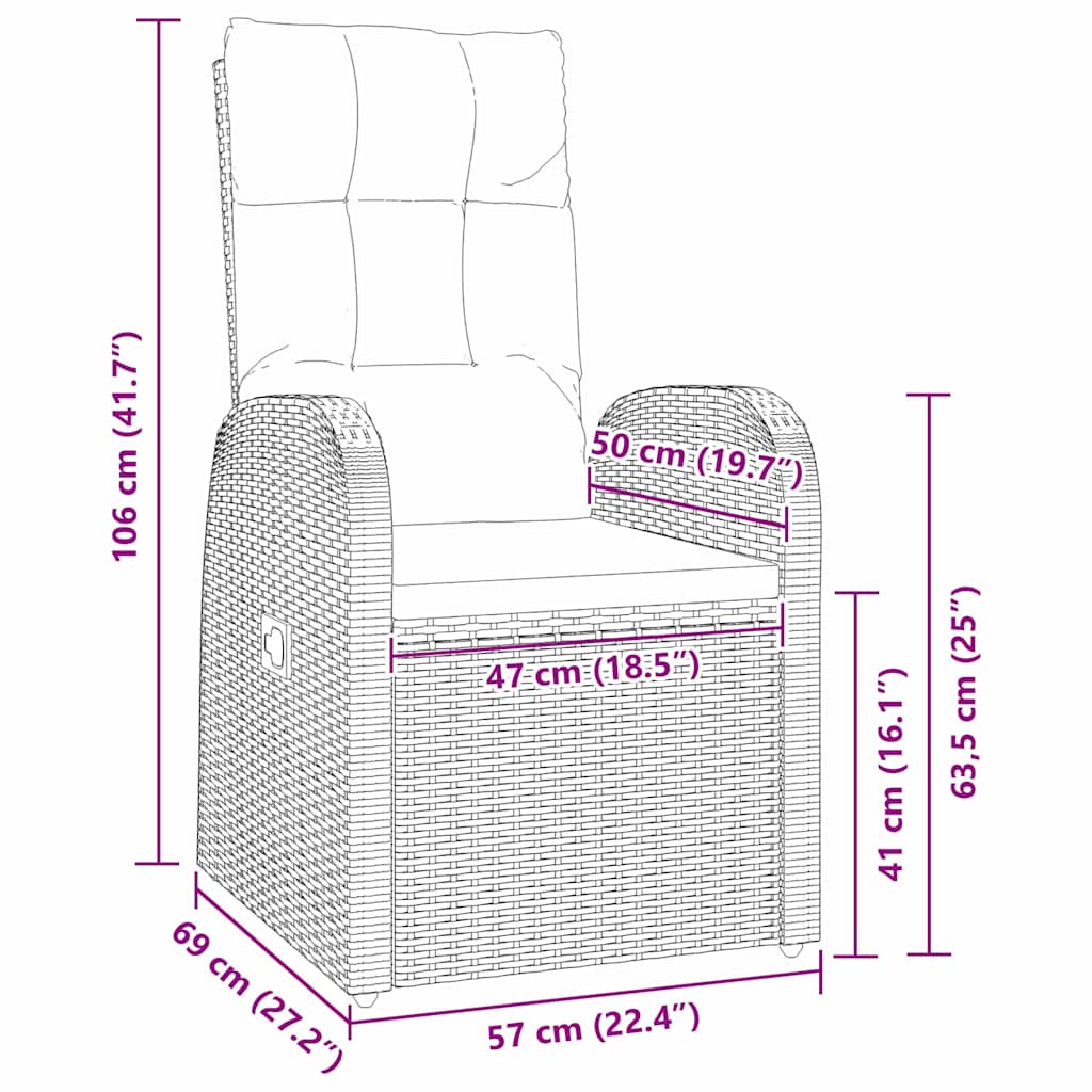Tuin eettafelset met kussen 3 pcs Zwart poly rattan is nu te koop bij PeponiXL, paradijselijk wonen!
