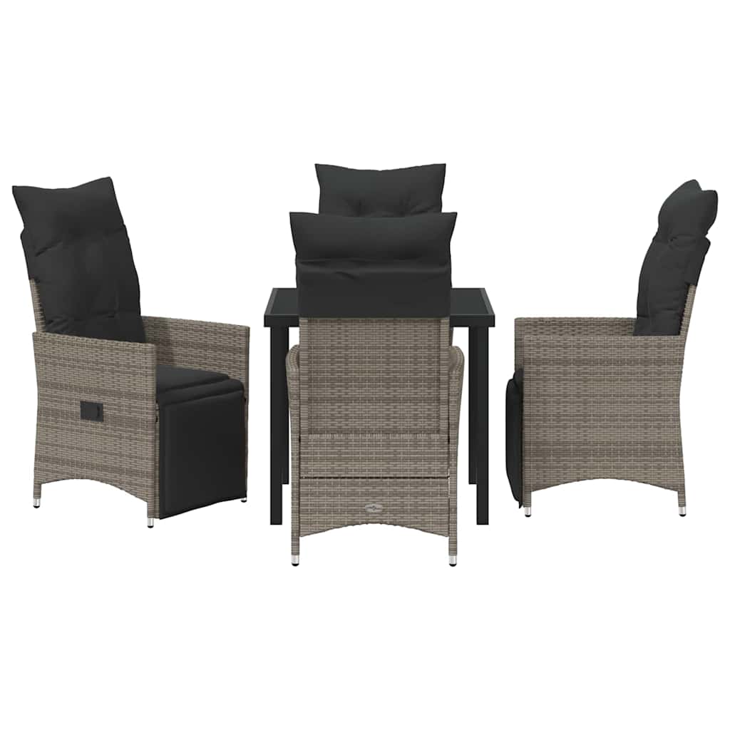 Tuin eettafelset met kussen 5 pcs Grijs poly rattan is nu te koop bij PeponiXL, paradijselijk wonen!
