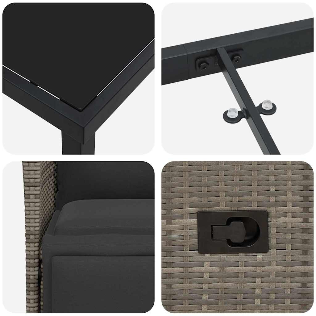 Tuin eettafelset met kussen 7 pcs Grijs poly rattan is nu te koop bij PeponiXL, paradijselijk wonen!