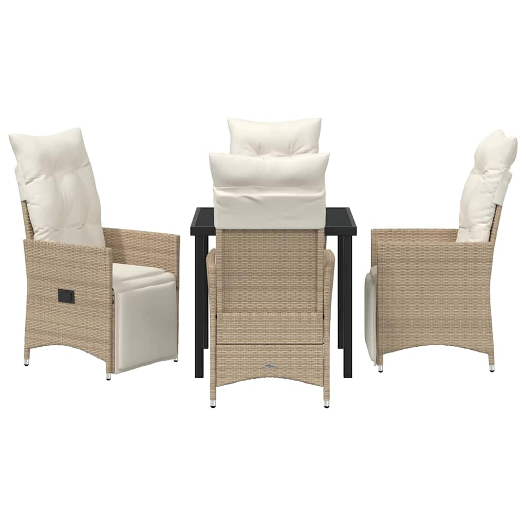 Tuin eettafelset met kussen 5 pcs Beige poly rattan is nu te koop bij PeponiXL, paradijselijk wonen!
