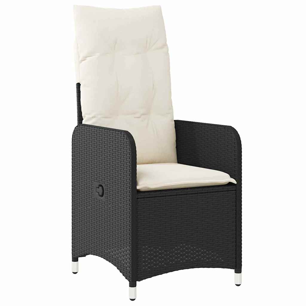 Tuin eettafelset met kussen 9 pcs Zwart poly rattan is nu te koop bij PeponiXL, paradijselijk wonen!