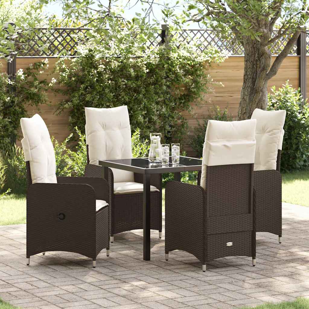 Tuin eettafelset 5 pcs Bruin poly rattan is nu te koop bij PeponiXL, paradijselijk wonen!