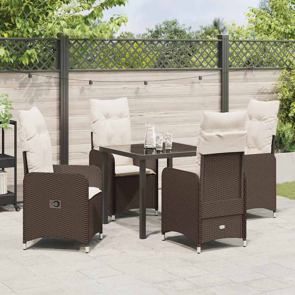 Tuin eettafelset 5 pcs Bruin poly rattan is nu te koop bij PeponiXL, paradijselijk wonen!