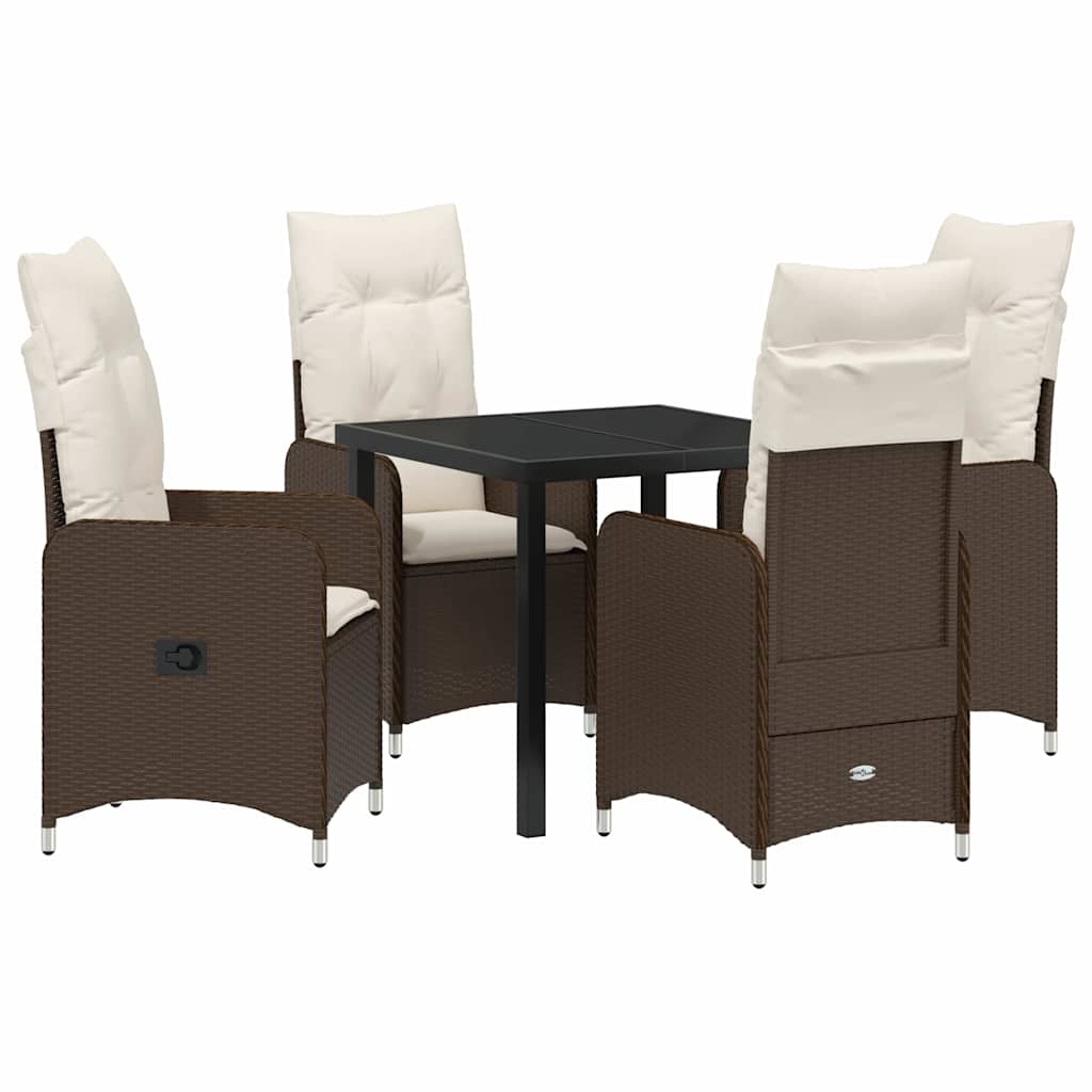 Tuin eettafelset 5 pcs Bruin poly rattan is nu te koop bij PeponiXL, paradijselijk wonen!