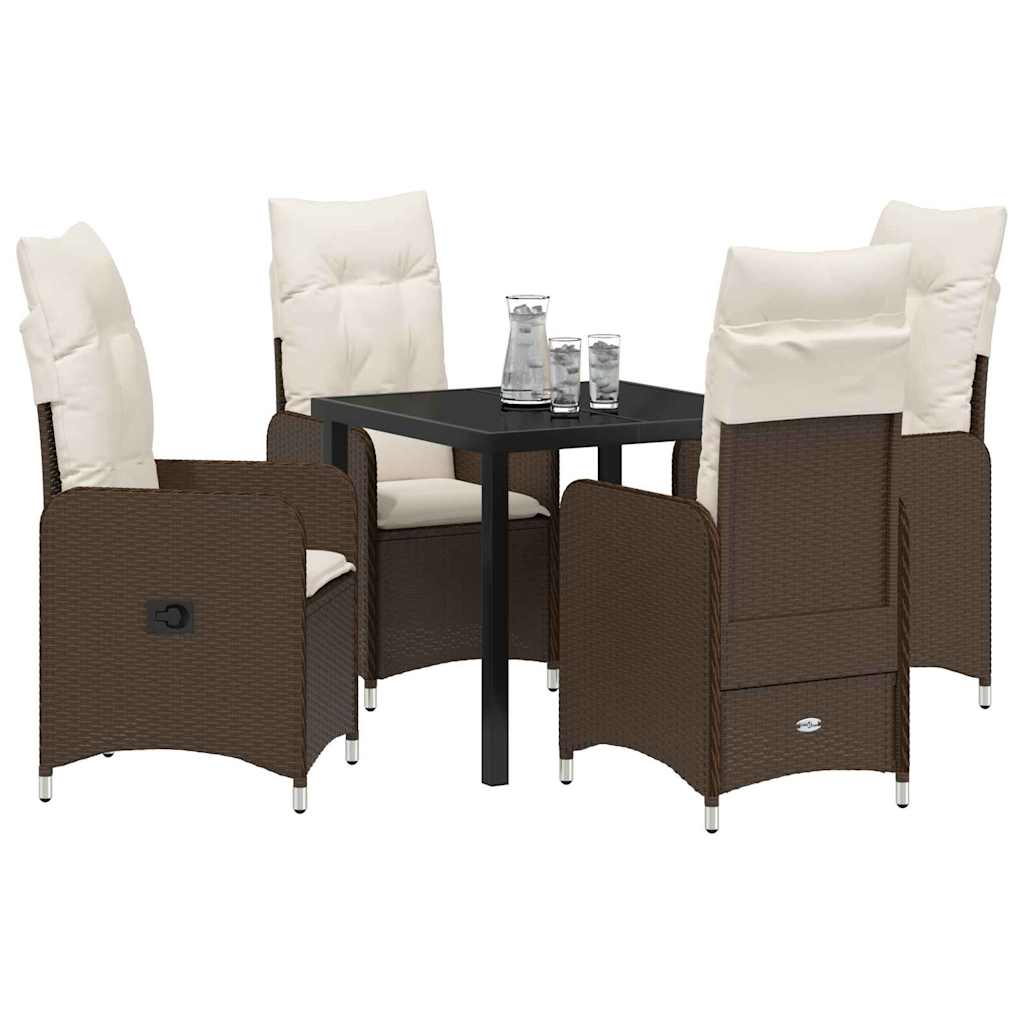 Tuin eettafelset 5 pcs Bruin poly rattan is nu te koop bij PeponiXL, paradijselijk wonen!
