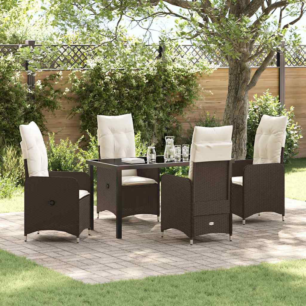 Tuin eettafelset 5 pcs Bruin poly rattan is nu te koop bij PeponiXL, paradijselijk wonen!