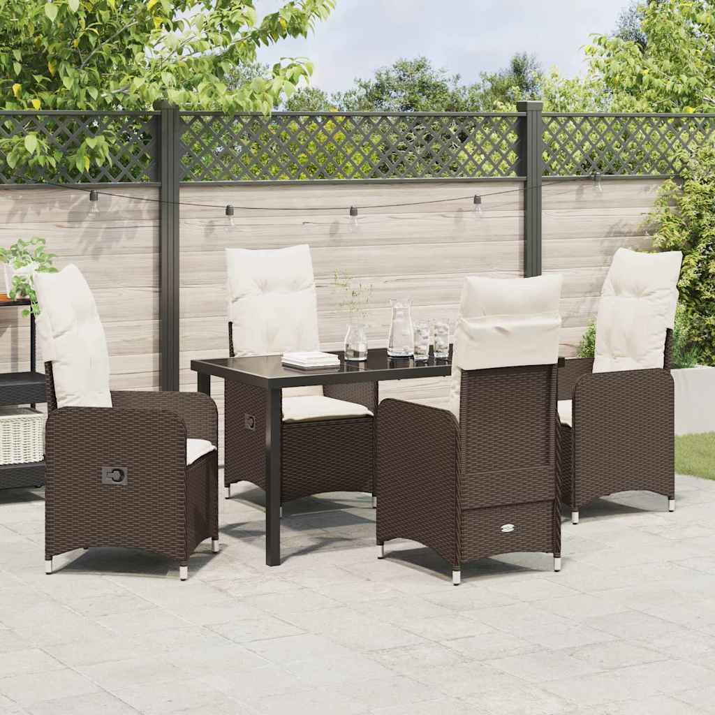 Tuin eettafelset 5 pcs Bruin poly rattan is nu te koop bij PeponiXL, paradijselijk wonen!